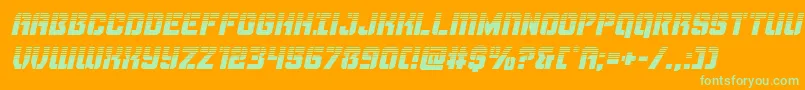 Thundertrooperhalfital-Schriftart – Grüne Schriften auf orangefarbenem Hintergrund