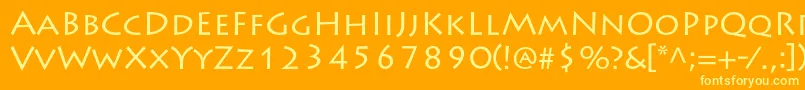 LithosproRegular-Schriftart – Gelbe Schriften auf orangefarbenem Hintergrund