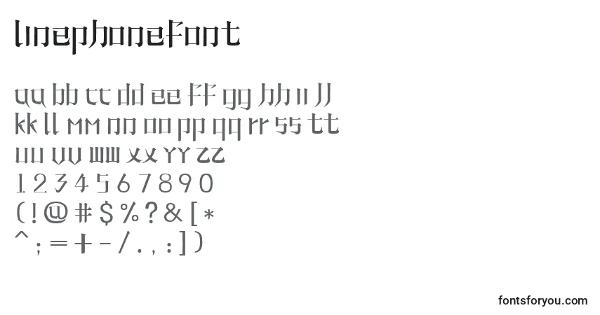Czcionka LinePhoneFont – alfabet, cyfry, specjalne znaki