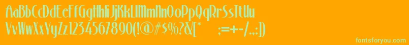Stonyislandnf-Schriftart – Grüne Schriften auf orangefarbenem Hintergrund