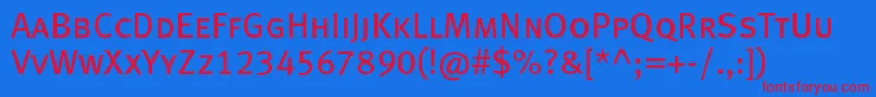 Metabookcapslfc-Schriftart – Rote Schriften auf blauem Hintergrund