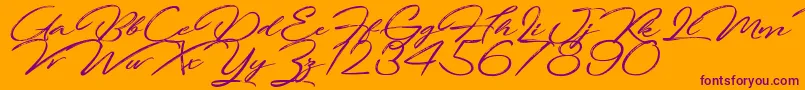 FortunatesDecember Font – Purple Fonts on Orange Background