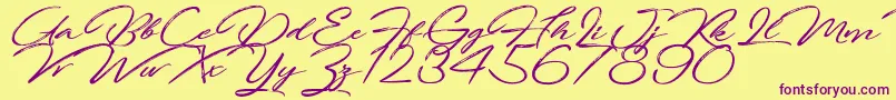 FortunatesDecember Font – Purple Fonts on Yellow Background
