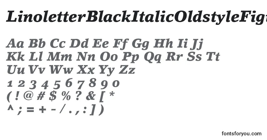 Czcionka LinoletterBlackItalicOldstyleFigures – alfabet, cyfry, specjalne znaki