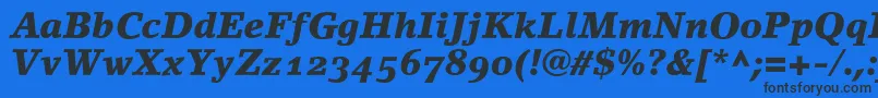 LinoletterBlackItalicOldstyleFigures Font – Black Fonts on Blue Background