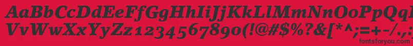 フォントLinoletterBlackItalicOldstyleFigures – 赤い背景に黒い文字