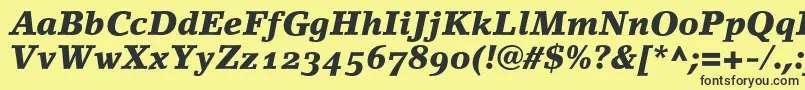 LinoletterBlackItalicOldstyleFigures Font – Black Fonts on Yellow Background