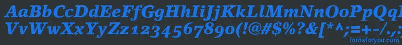 LinoletterBlackItalicOldstyleFigures Font – Blue Fonts on Black Background