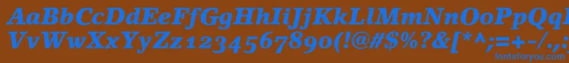 LinoletterBlackItalicOldstyleFigures Font – Blue Fonts on Brown Background