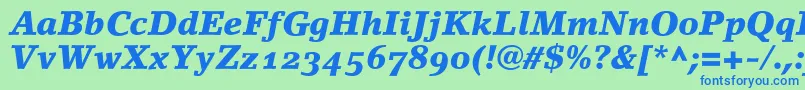 LinoletterBlackItalicOldstyleFigures Font – Blue Fonts on Green Background