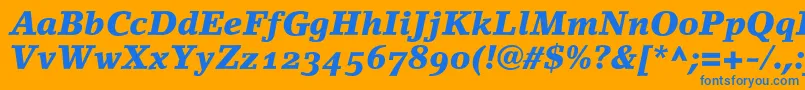 LinoletterBlackItalicOldstyleFigures Font – Blue Fonts on Orange Background