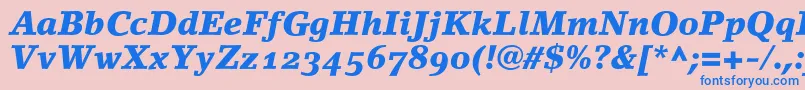 LinoletterBlackItalicOldstyleFigures Font – Blue Fonts on Pink Background