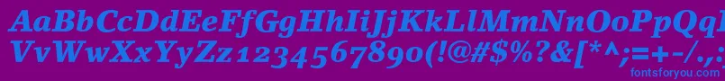 LinoletterBlackItalicOldstyleFigures Font – Blue Fonts on Purple Background
