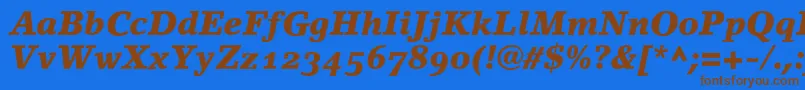 LinoletterBlackItalicOldstyleFigures Font – Brown Fonts on Blue Background