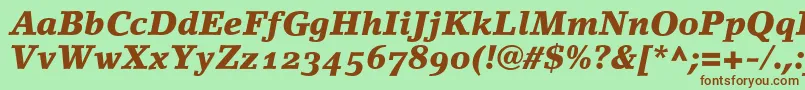 LinoletterBlackItalicOldstyleFigures Font – Brown Fonts on Green Background