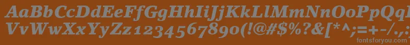 LinoletterBlackItalicOldstyleFigures Font – Gray Fonts on Brown Background
