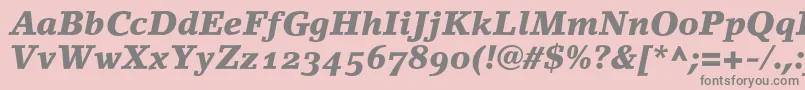 LinoletterBlackItalicOldstyleFigures Font – Gray Fonts on Pink Background