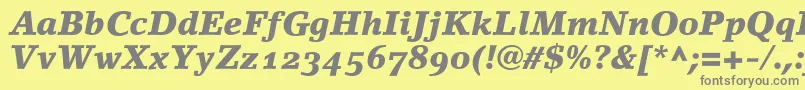 LinoletterBlackItalicOldstyleFigures Font – Gray Fonts on Yellow Background
