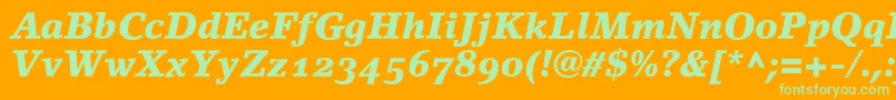 LinoletterBlackItalicOldstyleFigures Font – Green Fonts on Orange Background