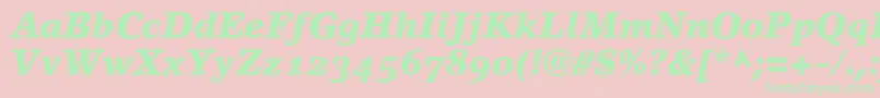 LinoletterBlackItalicOldstyleFigures Font – Green Fonts on Pink Background
