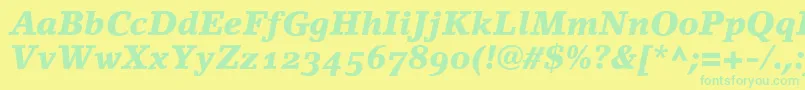 LinoletterBlackItalicOldstyleFigures Font – Green Fonts on Yellow Background