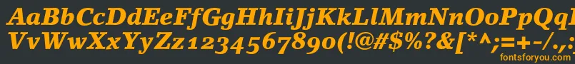 LinoletterBlackItalicOldstyleFigures Font – Orange Fonts on Black Background