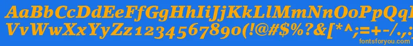 LinoletterBlackItalicOldstyleFigures Font – Orange Fonts on Blue Background