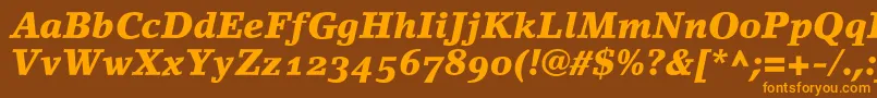 LinoletterBlackItalicOldstyleFigures Font – Orange Fonts on Brown Background