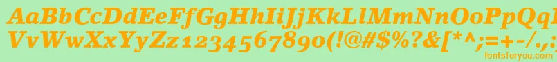 LinoletterBlackItalicOldstyleFigures Font – Orange Fonts on Green Background