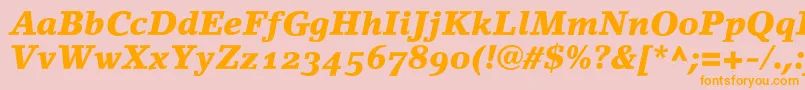 LinoletterBlackItalicOldstyleFigures Font – Orange Fonts on Pink Background