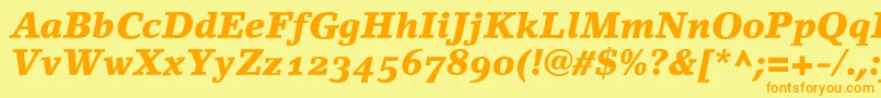 LinoletterBlackItalicOldstyleFigures Font – Orange Fonts on Yellow Background