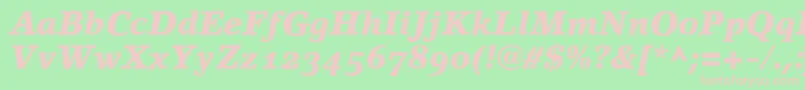 LinoletterBlackItalicOldstyleFigures Font – Pink Fonts on Green Background