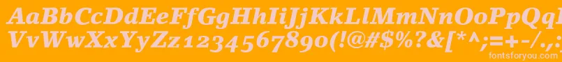 LinoletterBlackItalicOldstyleFigures Font – Pink Fonts on Orange Background