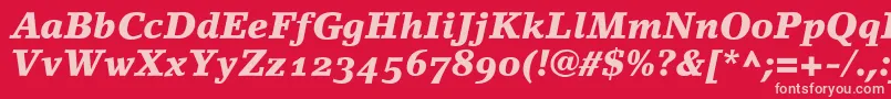 LinoletterBlackItalicOldstyleFigures Font – Pink Fonts on Red Background