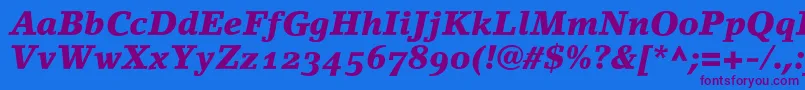 LinoletterBlackItalicOldstyleFigures Font – Purple Fonts on Blue Background