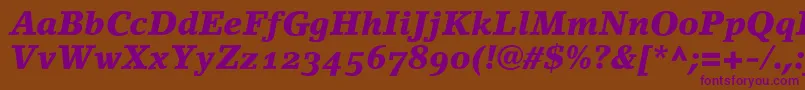 LinoletterBlackItalicOldstyleFigures Font – Purple Fonts on Brown Background