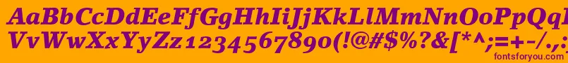 LinoletterBlackItalicOldstyleFigures Font – Purple Fonts on Orange Background