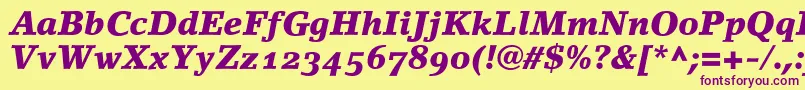 LinoletterBlackItalicOldstyleFigures Font – Purple Fonts on Yellow Background
