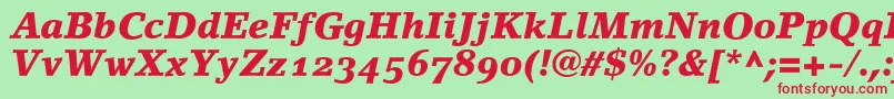 LinoletterBlackItalicOldstyleFigures Font – Red Fonts on Green Background