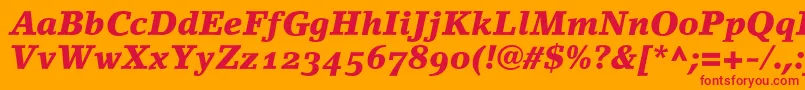 フォントLinoletterBlackItalicOldstyleFigures – オレンジの背景に赤い文字