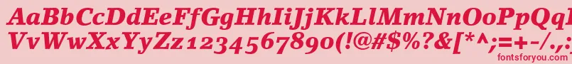 LinoletterBlackItalicOldstyleFigures Font – Red Fonts on Pink Background