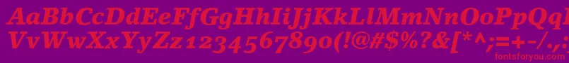 LinoletterBlackItalicOldstyleFigures Font – Red Fonts on Purple Background