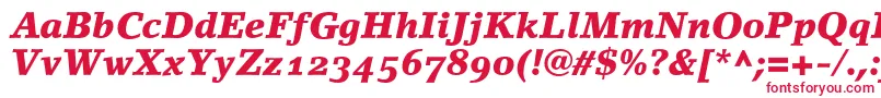 LinoletterBlackItalicOldstyleFigures Font – Red Fonts on White Background