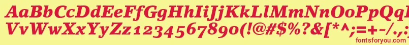 Police LinoletterBlackItalicOldstyleFigures – polices rouges sur fond jaune