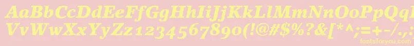 LinoletterBlackItalicOldstyleFigures Font – Yellow Fonts on Pink Background
