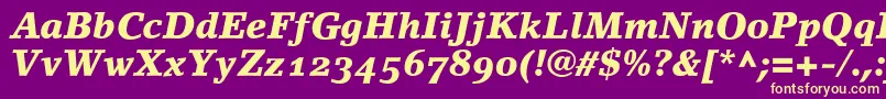 LinoletterBlackItalicOldstyleFigures Font – Yellow Fonts on Purple Background