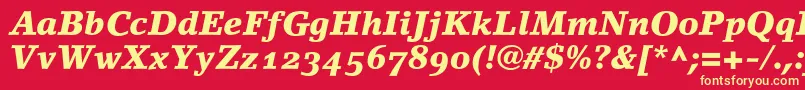 フォントLinoletterBlackItalicOldstyleFigures – 黄色の文字、赤い背景