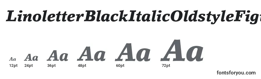 Размеры шрифта LinoletterBlackItalicOldstyleFigures