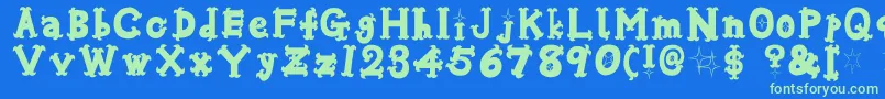 Oshareb Font – Green Fonts on Blue Background