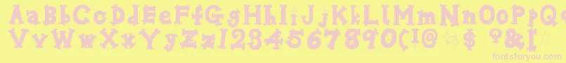 Oshareb-fontti – vaaleanpunaiset fontit keltaisella taustalla